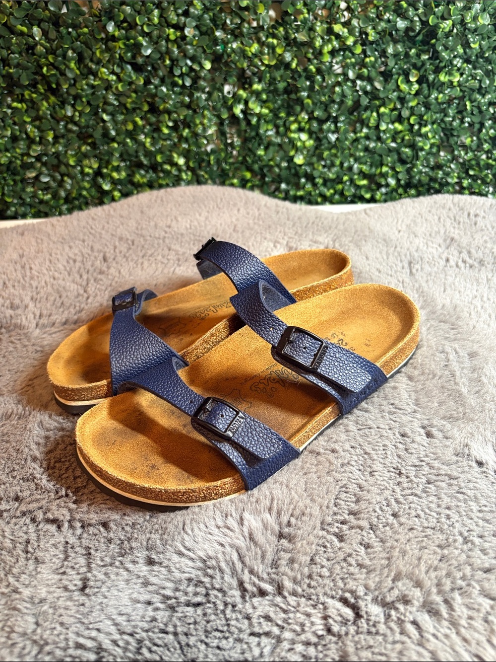 Vintage Birkenstock Birki’s Navy Double-Strap Slide Sandals Size 6 - Picture 2 of 4